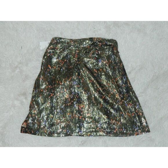 IRO Skirt Size 4 Metallic Bronze Floral Silk Mini - Picture 9 of 12